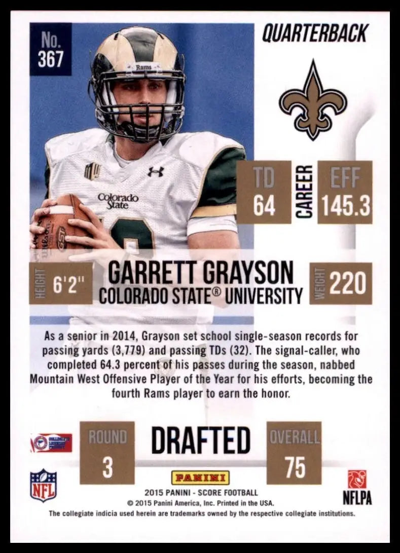 2015 Score - Rookie Garrett Grayson #367 (RC) - Football Card Single