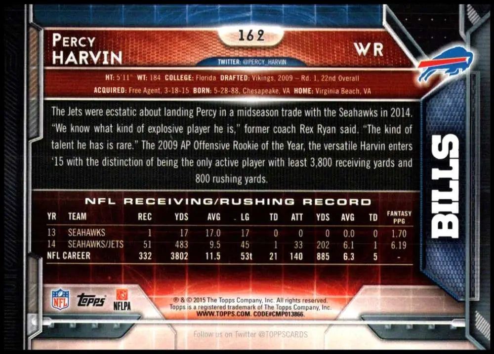 2015 Topps #162 Percy Harvin NM-MT Buffalo Bills Football Card - Football Card Single