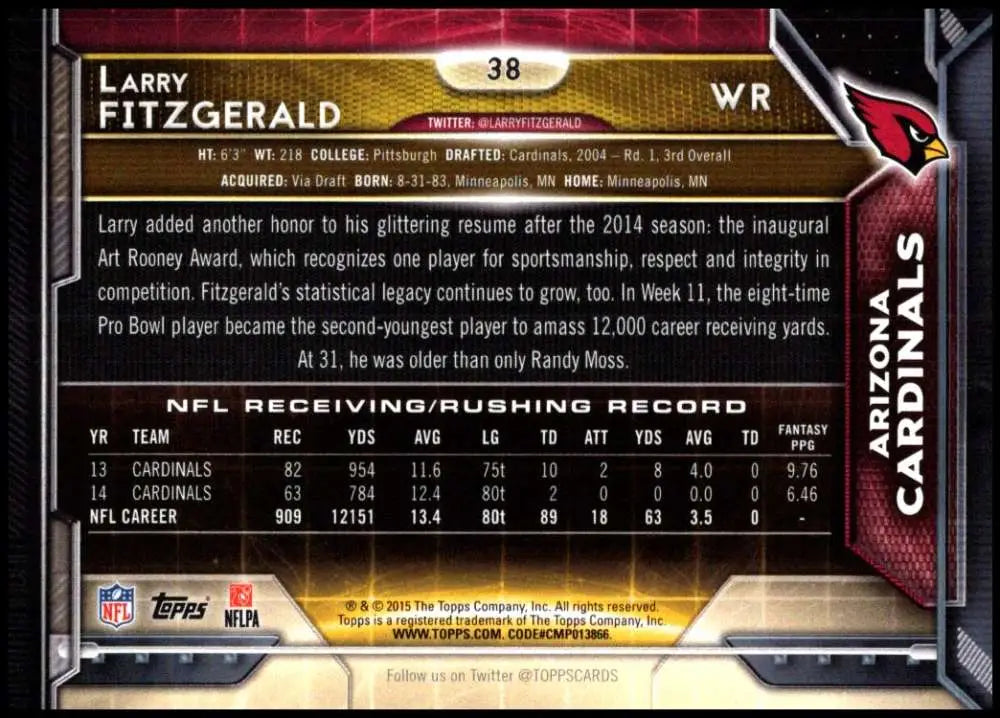 2015 Topps #38 Larry Fitzgerald NM-MT Arizona Cardinals Football Card - Football Card Single
