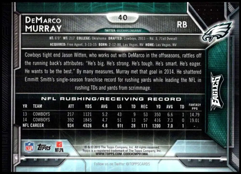 2015 Topps #40 DeMarco Murray NM-MT Philadelphia Eagles Football Card - Football Card Single