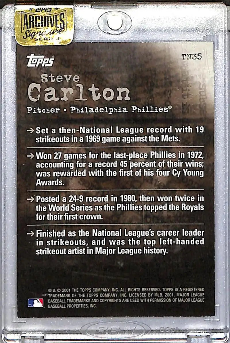 2015 Topps Noteworthy Archives #TN35 Steve Carlton EX Excellent Auto 1/1 Philadelphia Phillies - Baseball Card Single