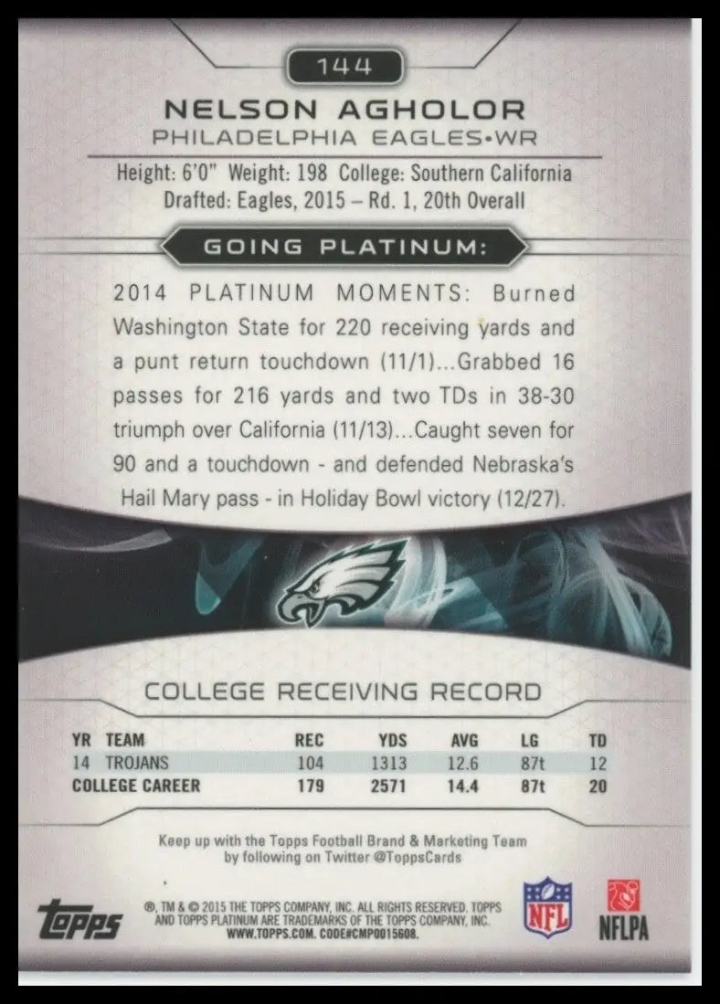 2015 Topps Platinum - Rookies Nelson Agholor #144 Sapphire Refractor (RC) - Football Card Single