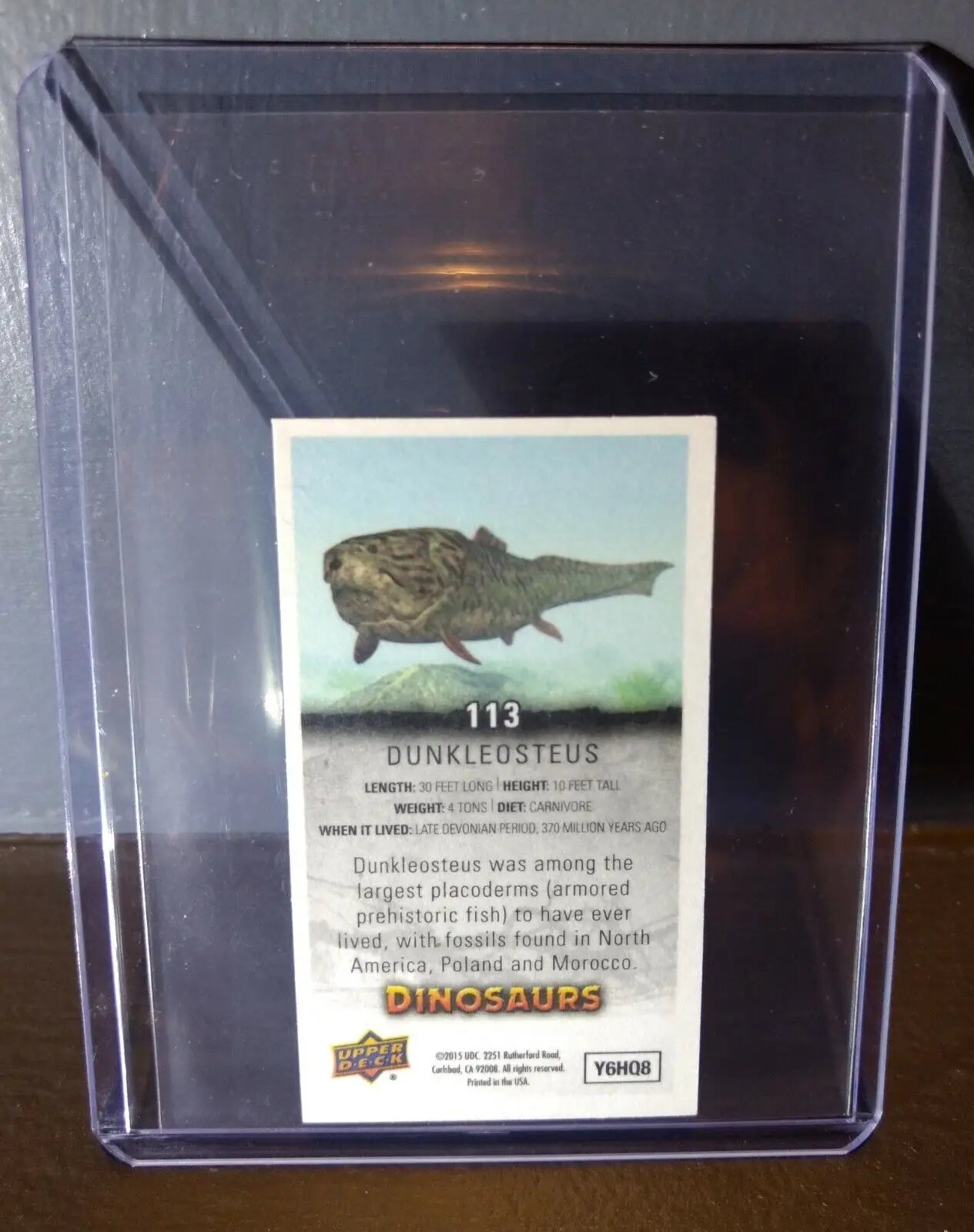 2015 Upper Deck Dinosaurs Canvas Mini Dunkleosteus #113 Trading Card - Non-Sports Card Single