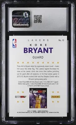 2016-17 Panini Hoops Kobe Bryant #15 Kobe 2K17 Basketball CGC 9.5