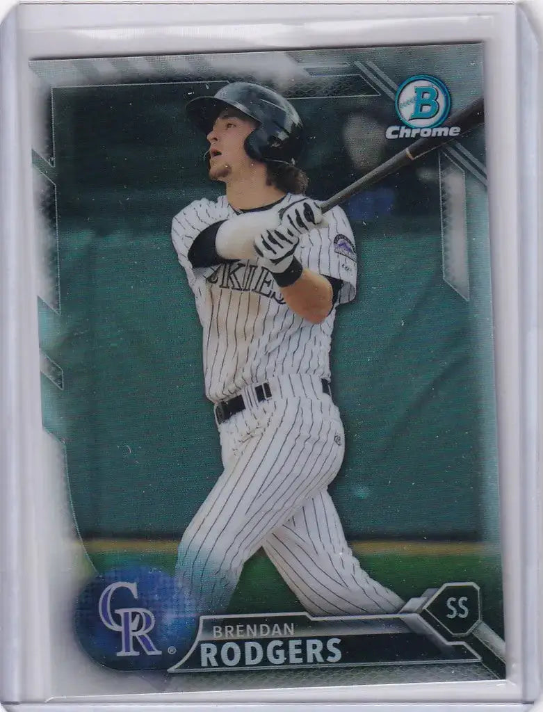 2016 Bowman Chrome Refractor BCP100 Brendan Rodgers 10/499 Colorado Rockies - Baseball Card Single