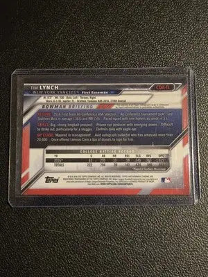 2016 Bowman Draft #CDA-TL Tim Lynch Chrome Draft Pick Autographs - Baseball Card Single