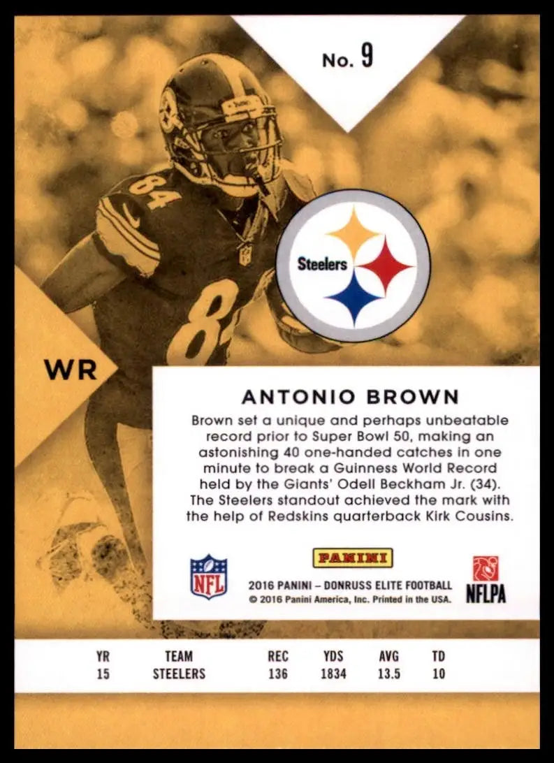 2016 Donruss Elite - Antonio Brown #9 - Football Card Single