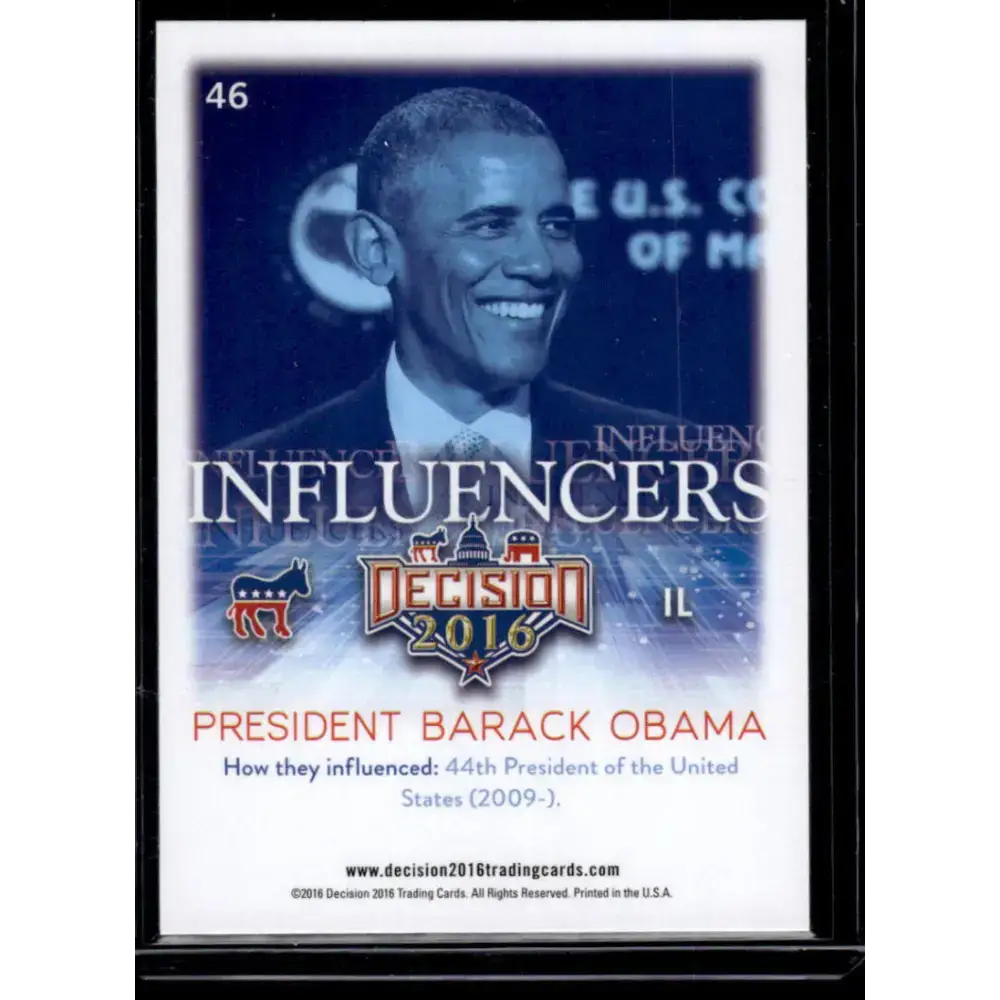 2016 Leaf Decision 2016 #46 President Obama NM-MT Political Trading Card - Non-Sports Card Single