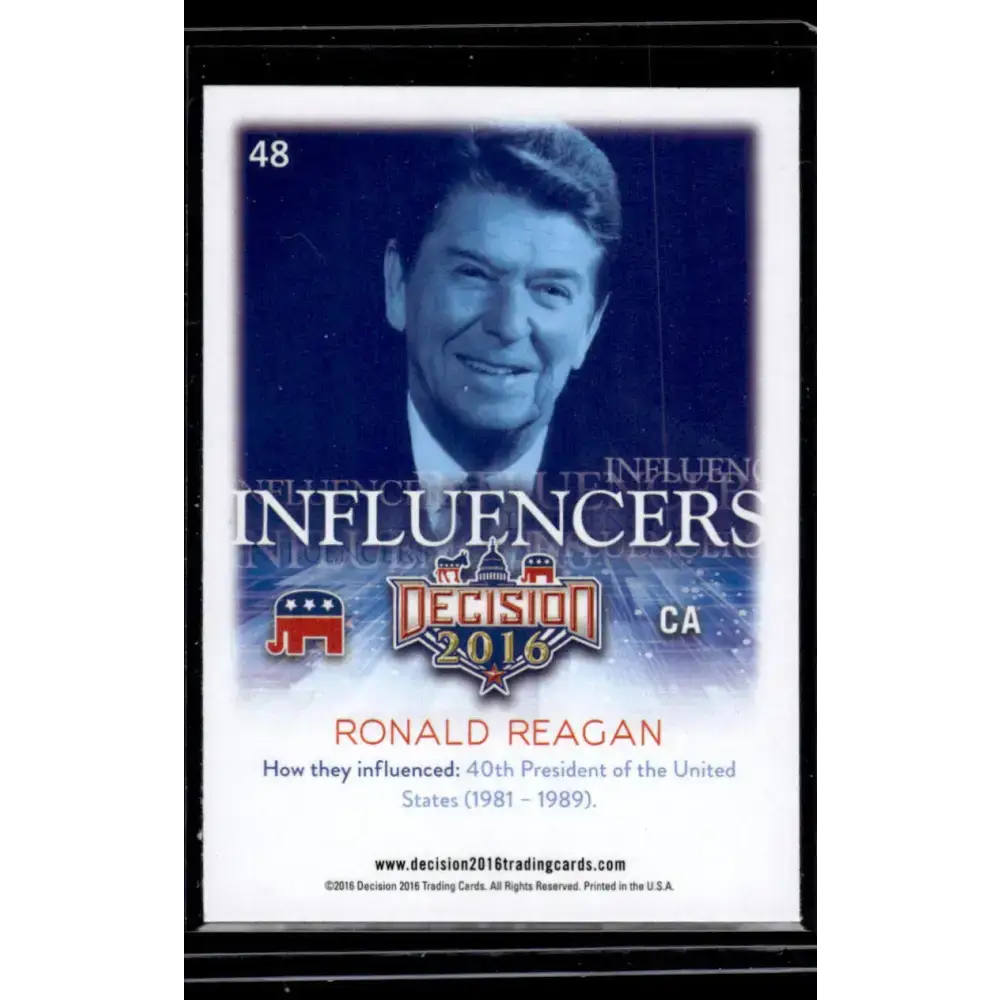 2016 Leaf Decision 2016 #48 Ronald Reagan NM-MT Political Trading Card - Non-Sports Card Single