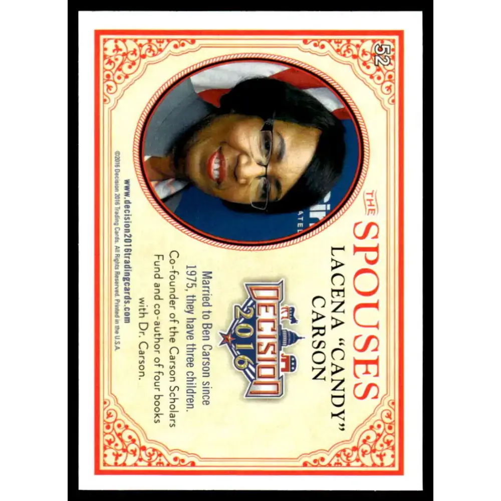 2016 Leaf Decision 2016 #52 Candy Carson NM-MT Political Trading Card - Non-Sports Card Single