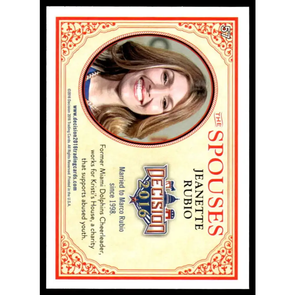 2016 Leaf Decision 2016 #57 Jeanette Rubio NM-MT Political Trading Card - Political Trading Card Single