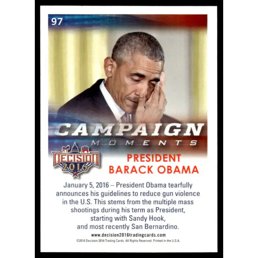 2016 Leaf Decision 2016 #97 President Barack Obama NM-MT Political Trading Card - Political Trading Card Single