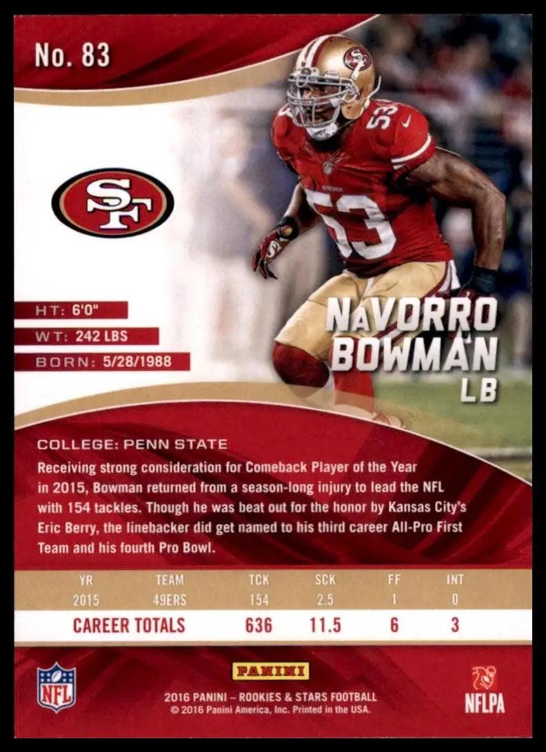 2016 Panini Rookies & Stars - NaVorro Bowman #83 - Football Card Single