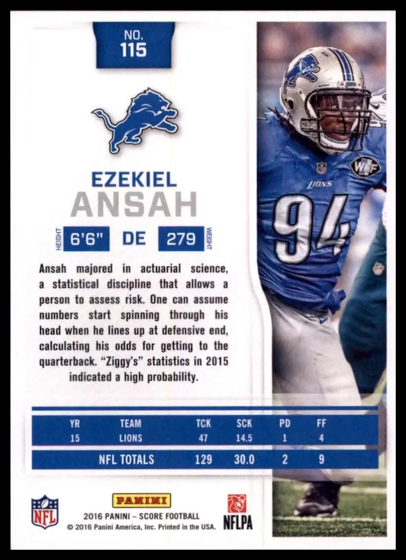 2016 Score - Ezekiel Ansah #115 - Football Card Single