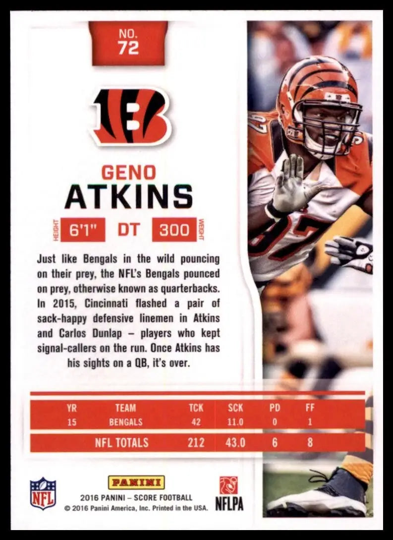 2016 Score - Geno Atkins #72 - Football Card Single