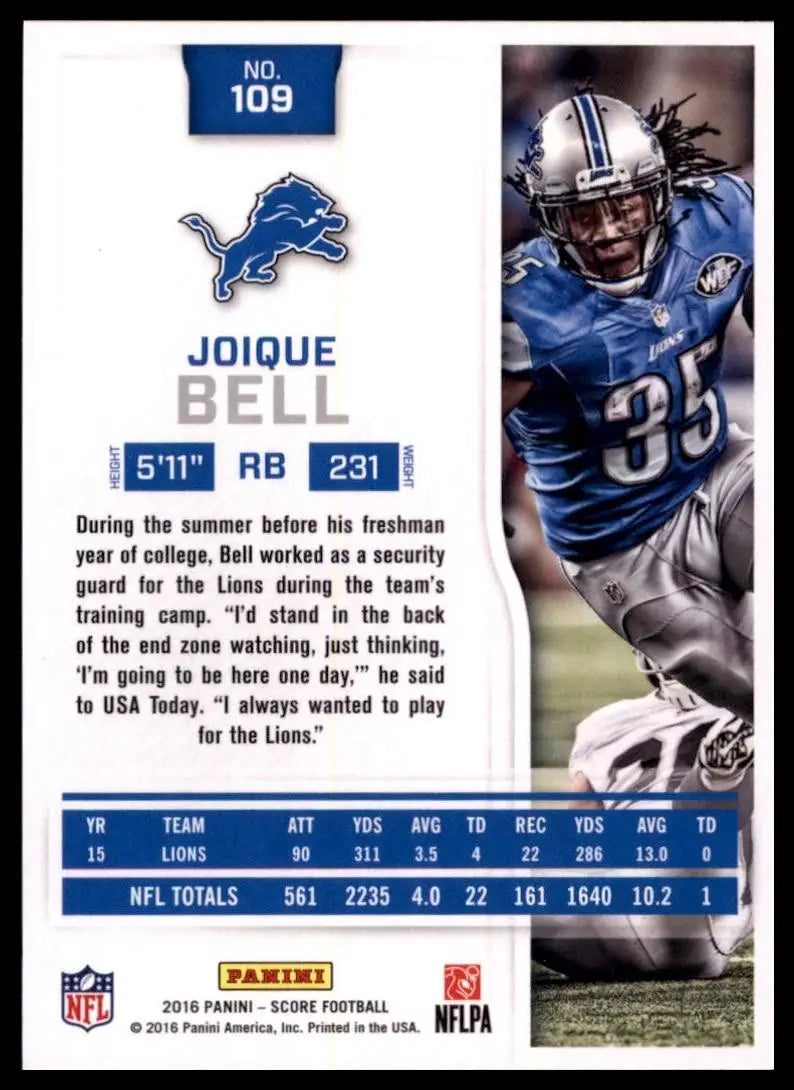 2016 Score - Joique Bell #109 - Football Card Single
