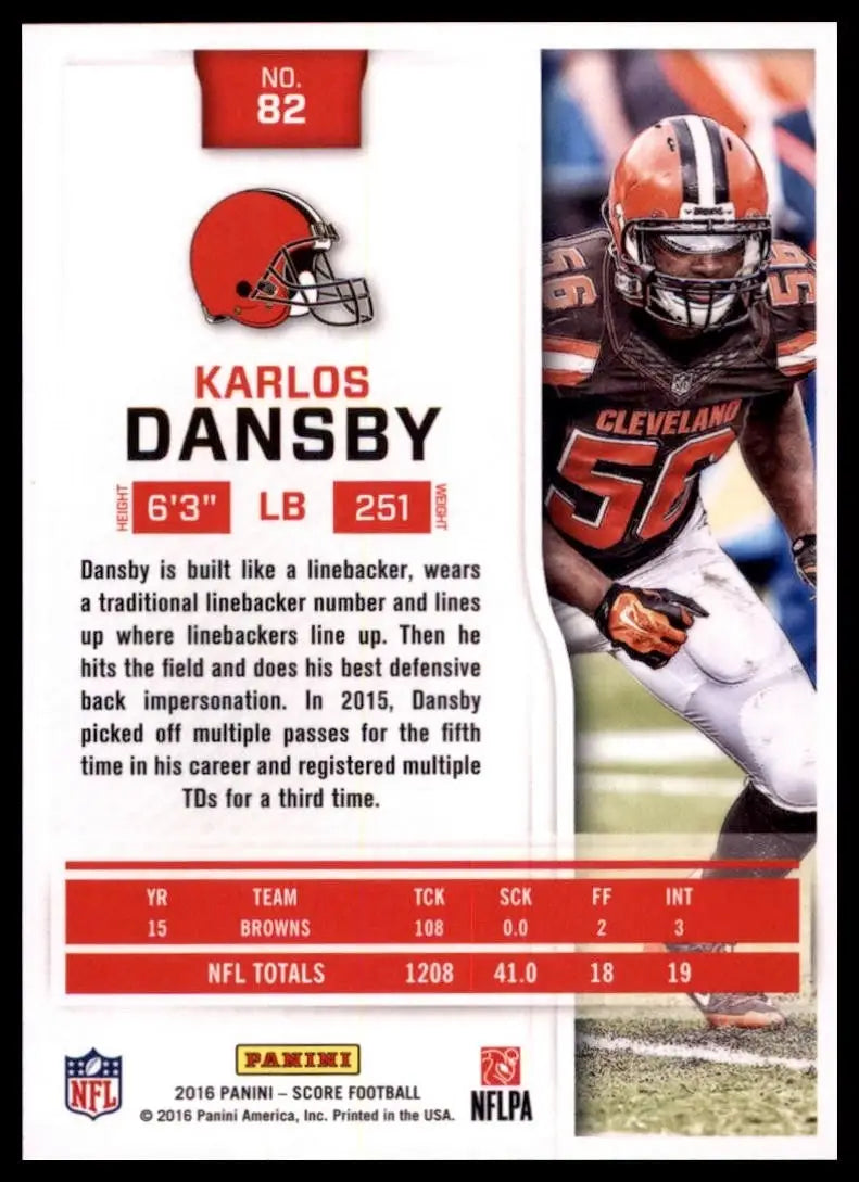 2016 Score - Karlos Dansby #82 - Football Card Single