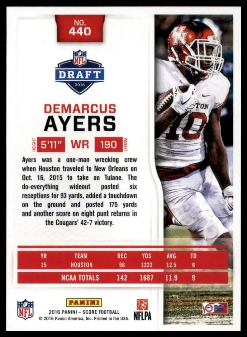 2016 Score Rookie Demarcus Ayers #440 Houston Cougars Football Card NFL Sports - Football Card Single