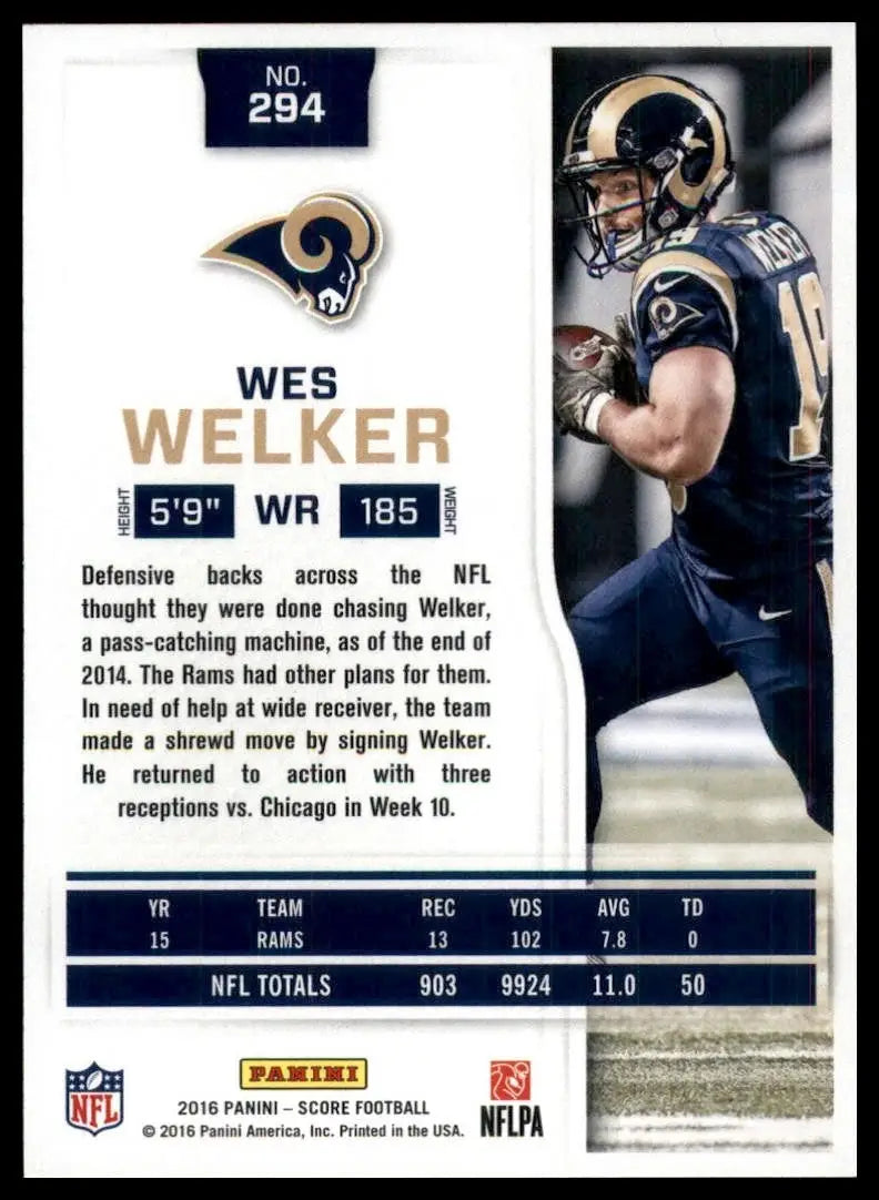2016 Score Wes Welker #294 St Louis Rams Football Card NFL Sports - Football Card Single