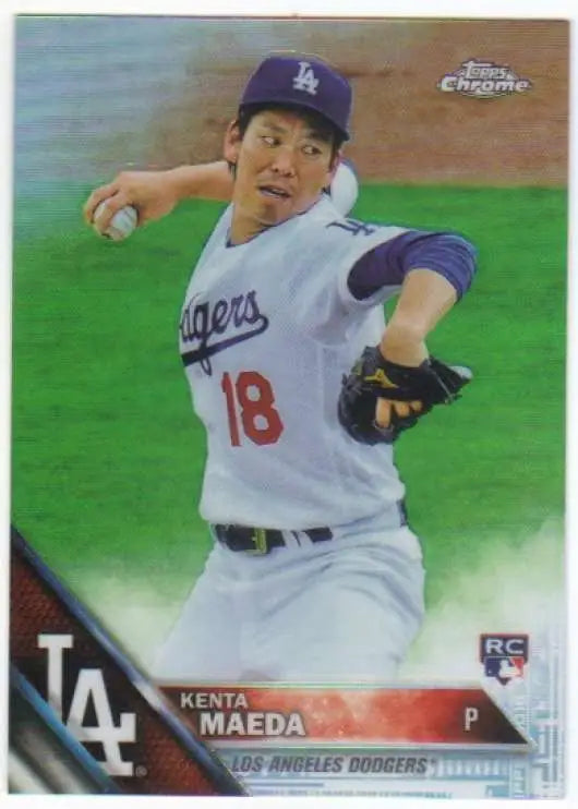 2016 Topps Chrome #92 Kenta Maeda EX Excellent RC Rookie Los Angeles Dodgers Baseball Card - Baseball Card Single