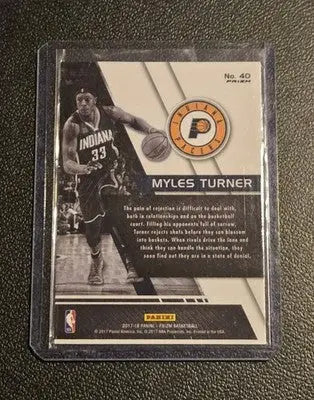 2017-18 Panini Prizm #40 Myles Turner Fundamentals Prizms Fast Break - Basketball Card Single