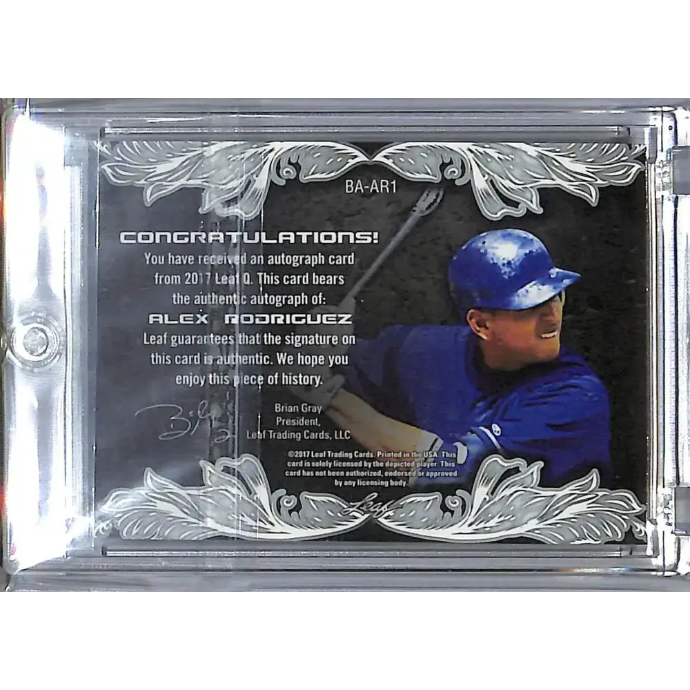 2017 Leaf Q #BA-AR1 Alex Rodriguez NM-MT Auto - Baseball Card Single