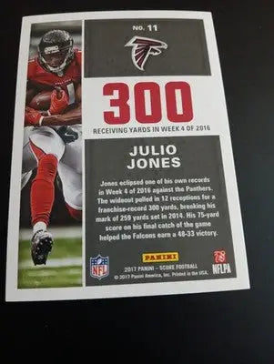 2017 Score - Standout Numbers Julio Jones #11. Falcons. NRMT+ - Football Card Single
