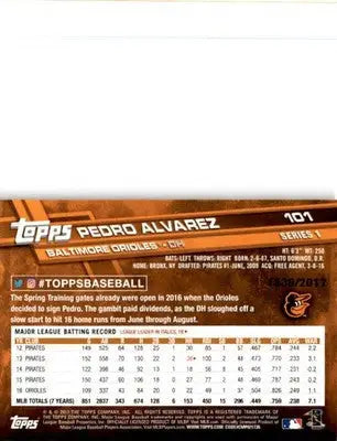 2017 Topps #101 Pedro Alvarez Gold #/2017 - Baseball Card Single
