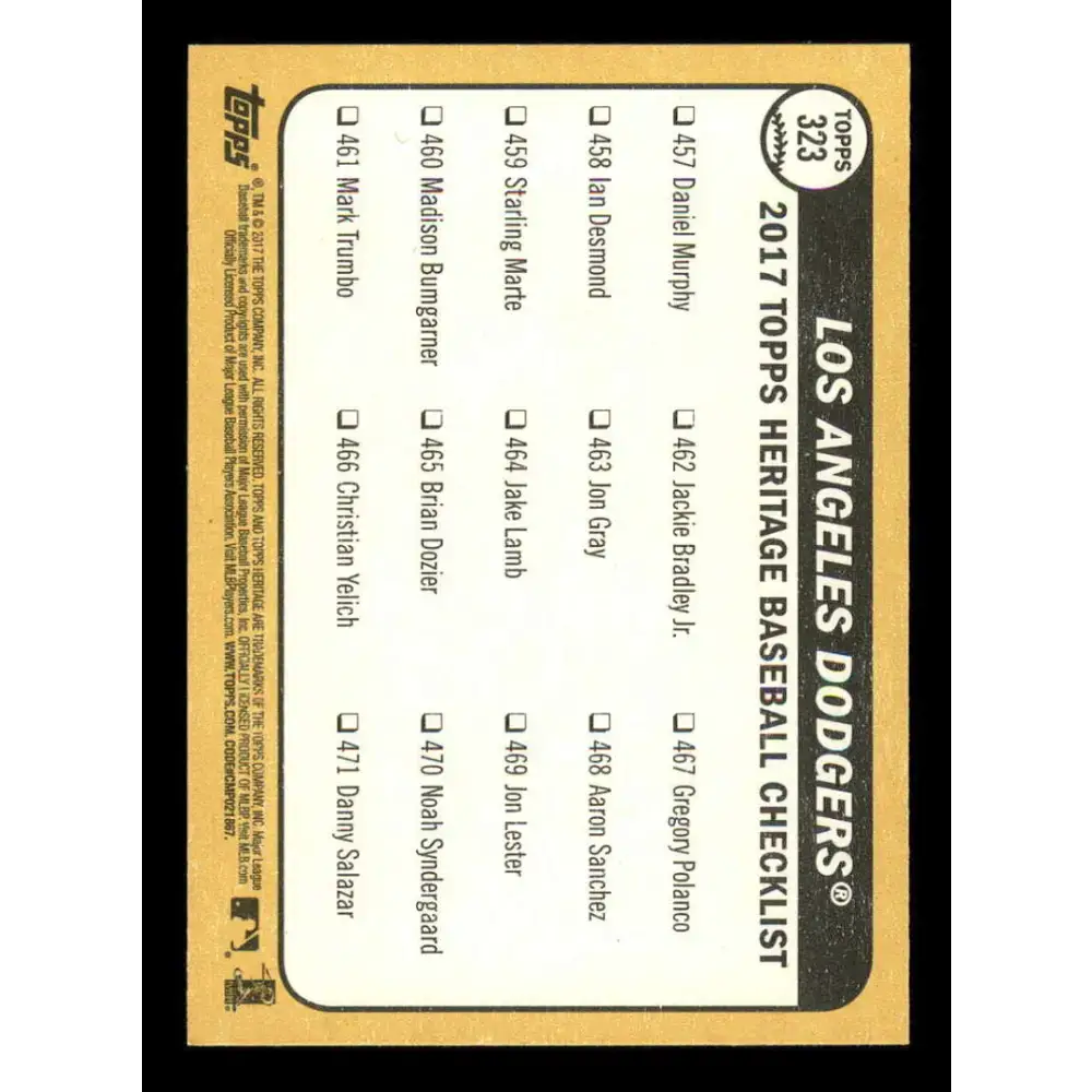 2017 Topps Heritage #323 Los Angeles Dodgers NM-MT Los Angeles Dodgers Baseball Card - Baseball Card Single