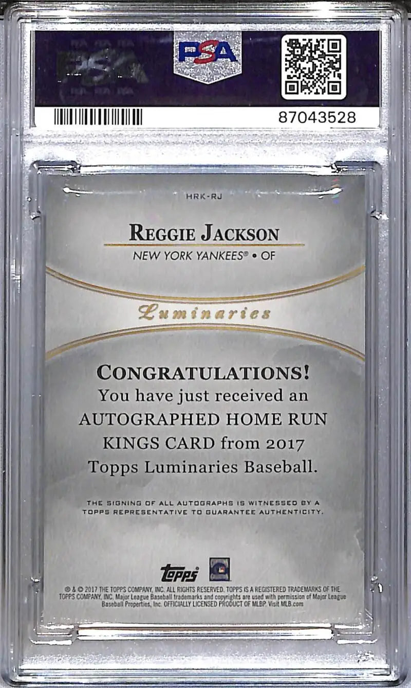 2017 Topps Luminaries Home Run Kings Red #HRK-RJ Reggie Jackson PSA 10 GEM MINT Auto 5/10 New York Yankees - Baseball