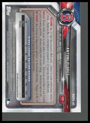 2018 Bowman Chrome Prospects Autographs #BCPA-AF Antoni Flores - Baseball Card Single