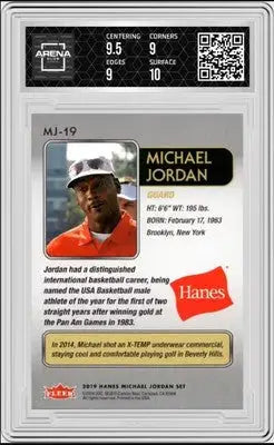 Graded Michael Jordan Fleer Hanes trading card in protective slab for 2018 Fleer Hanes Michael Jordan 30th Anniversary