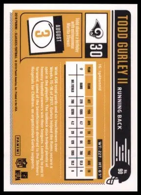 2018 Panini Classics - Premium Edition Todd Gurley II 90 Los Angeles Rams - Football Card Single