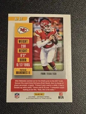2018 Panini Contenders #51 Patrick Mahomes II - Football Card Single