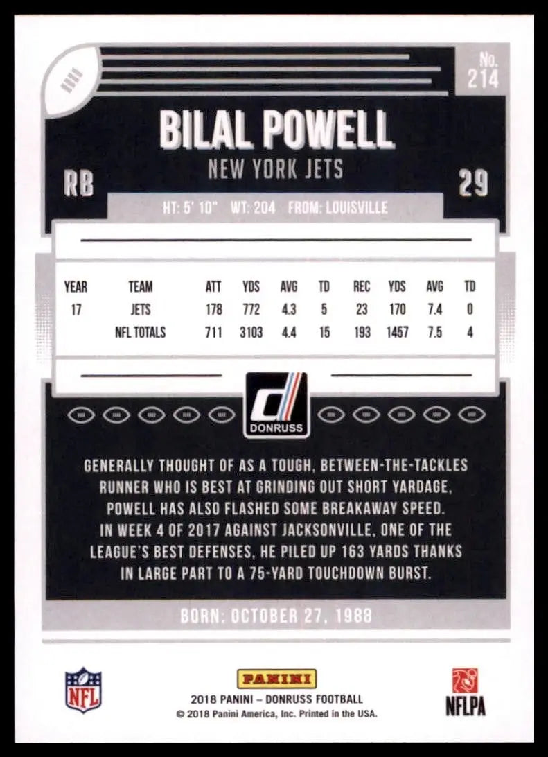 2018 Panini Donruss - Bilal Powell #214 - Football Card Single