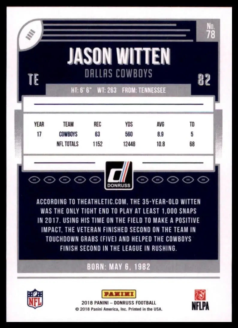 2018 Panini Donruss - Jason Witten #78 - Football Card Single
