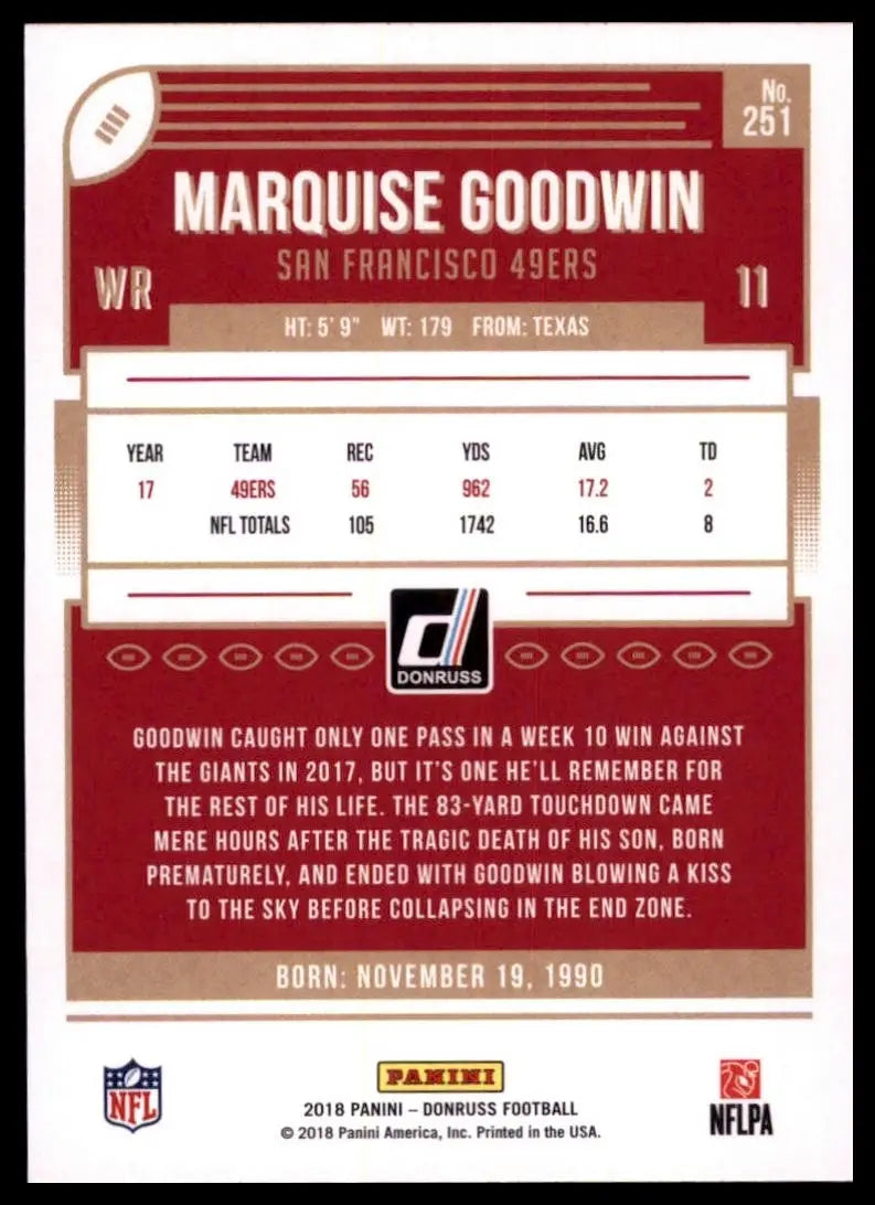 2018 Panini Donruss - Marquise Goodwin #251 - Football Card Single