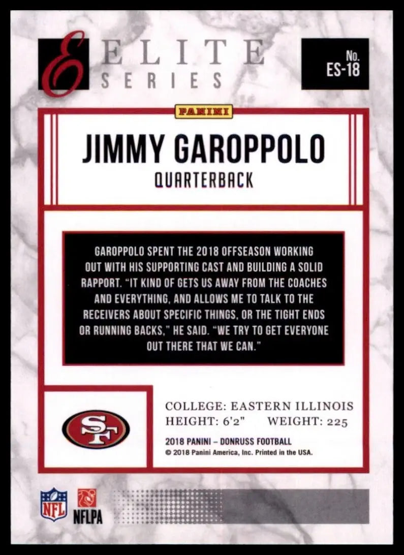 2018 Panini Donruss - The Elite Series Jimmy Garoppolo #ES-18 - Football Card Single