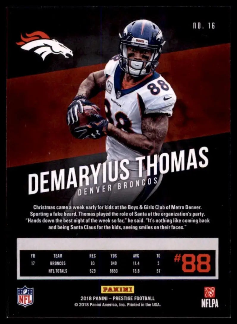 2018 Panini Prestige - Demaryius Thomas #16 - Football Card Single