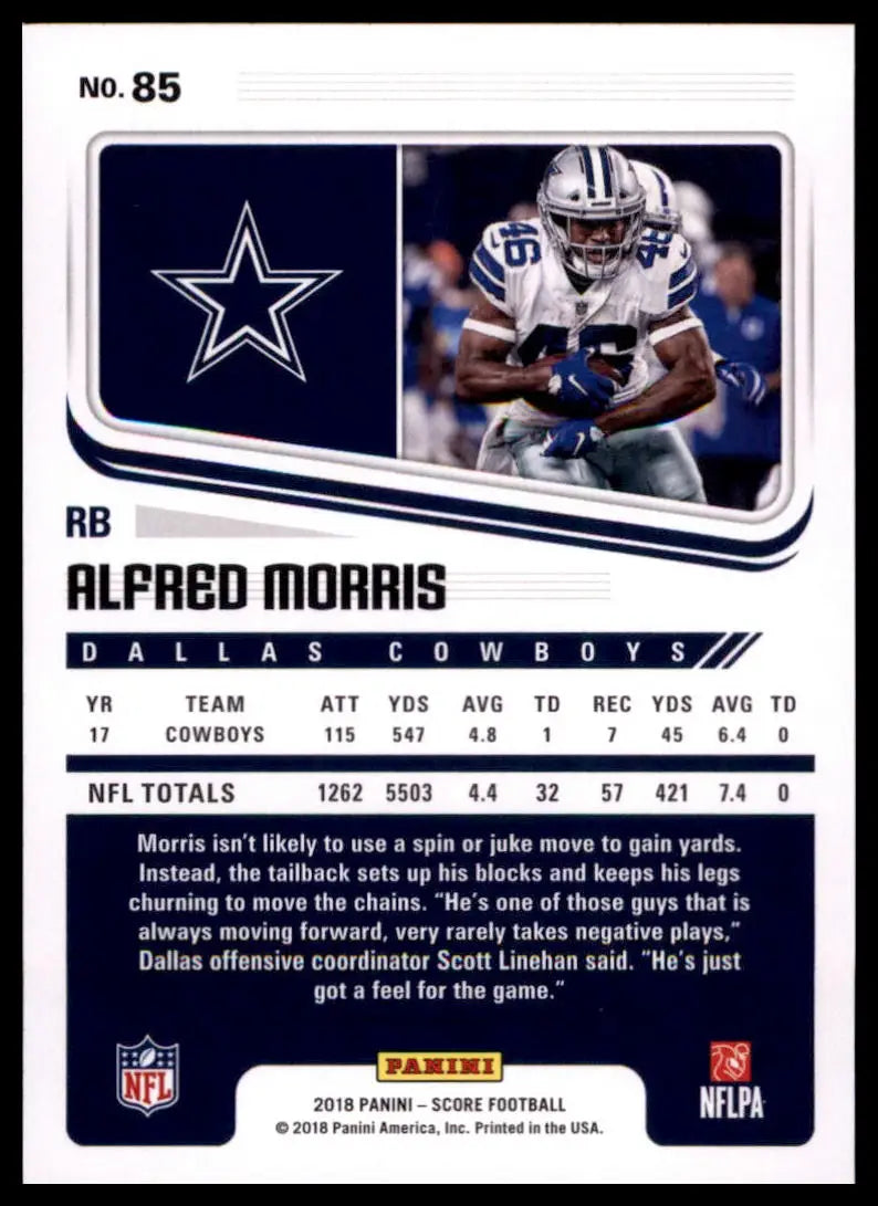 2018 Score Base Alfred Morris Dallas Cowboys 85 - Football Card Single