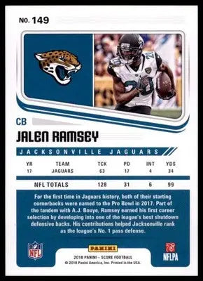 2018 Score Base Jalen Ramsey Jacksonville Jaguars 149 - Football Card Single