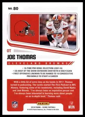 2018 Score Base Joe Thomas Cleveland Browns 80 - Football Card Single