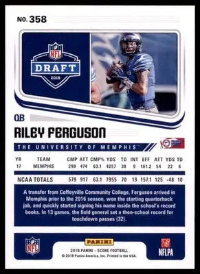2018 Score Base Riley Ferguson Memphis Tigers 358 Rookie - Football Card Single