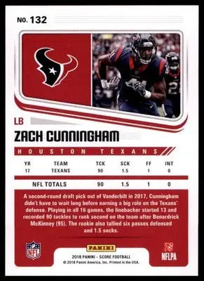 2018 Score Base Zach Cunningham Houston Texans 132 - Football Card Single