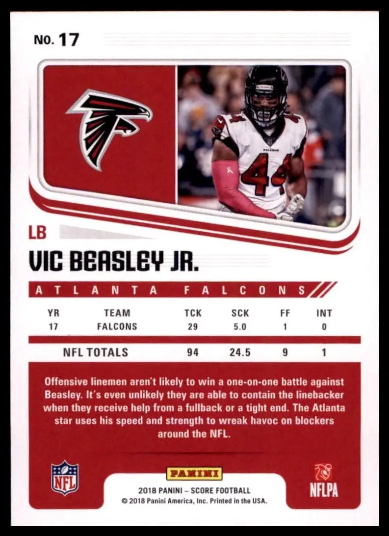 2018 Score - Vic Beasley #17 - Football Card Single
