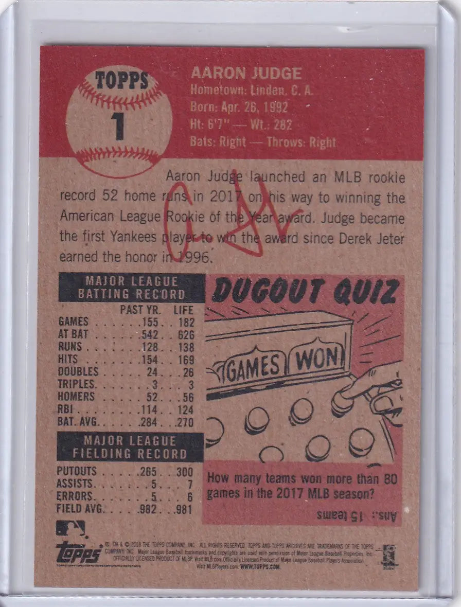 2018 Topps Living #1 Aaron Judge - New York Yankees