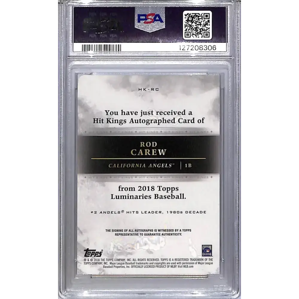 2018 Topps Luminaries Hit Kings #HK-RC Rod Carew PSA 10 GEM MINT Auto 5/15 California Angels - Baseball Card Single