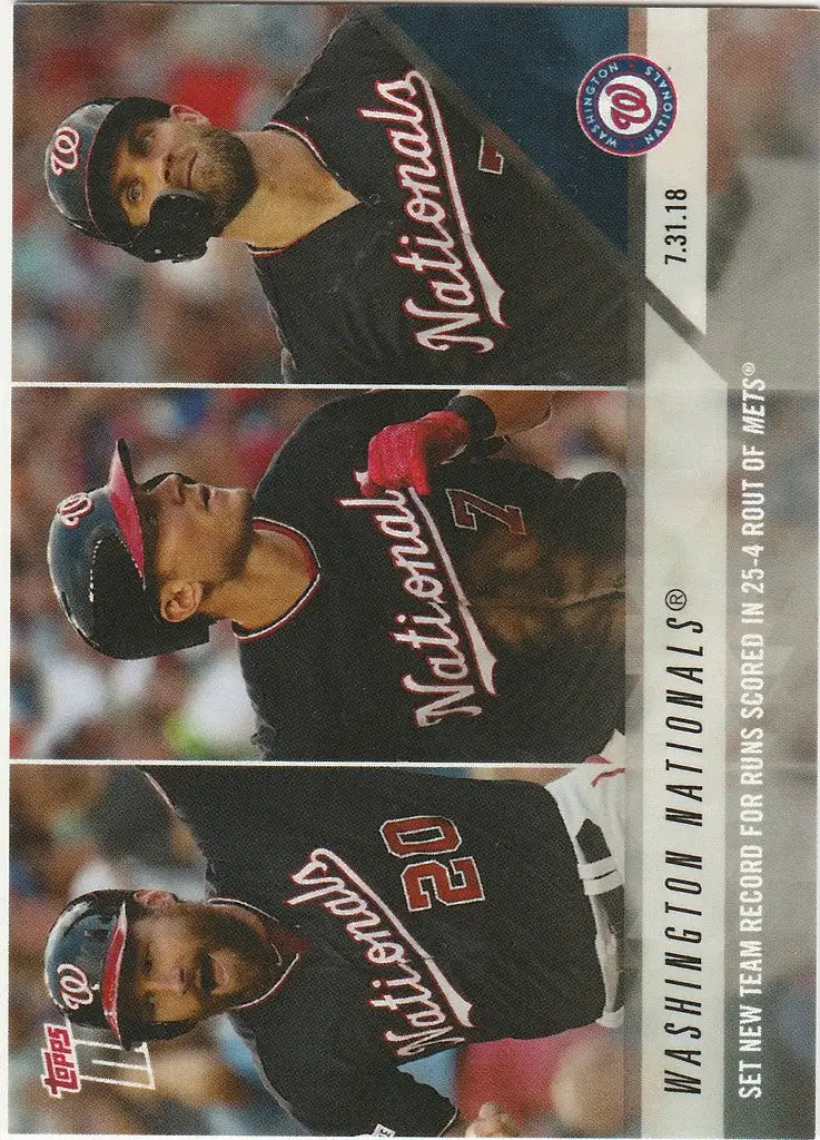 Baseball trading card of Washington Nationals celebrating team record for runs scored in 25-4 rout