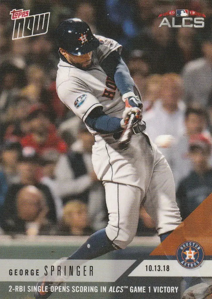 George Springer Houston Astros player swinging bat in 2018 TOPPS NOW 2-RBI single image