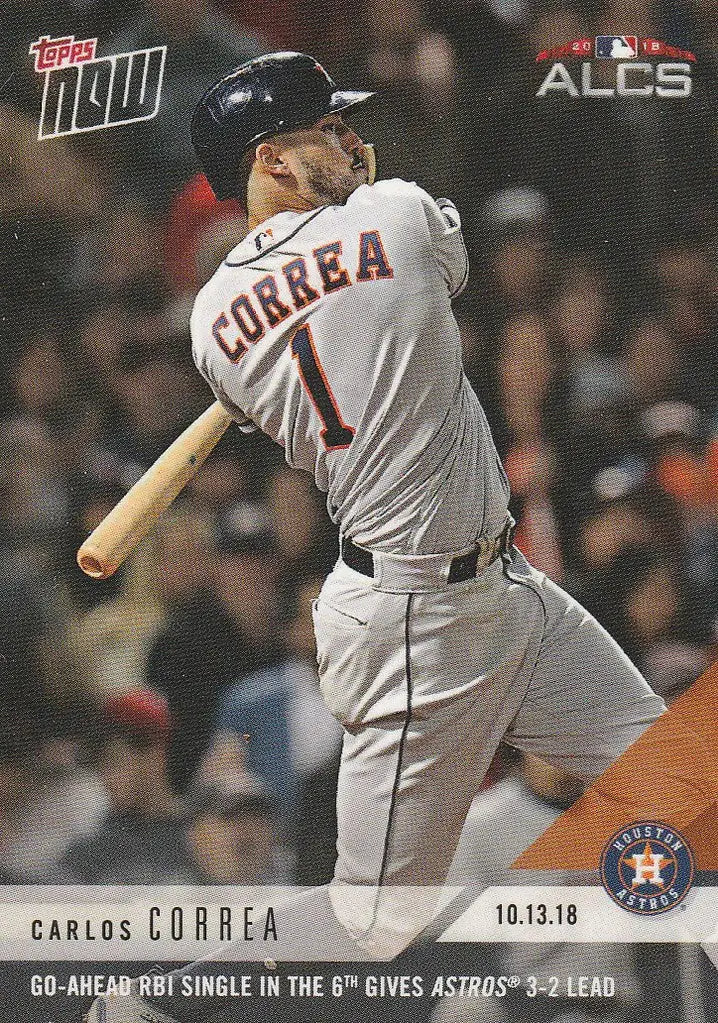 Carlos Correa Houston Astros player swinging bat in 2018 TOPPS NOW Astros Go-Ahead RBI